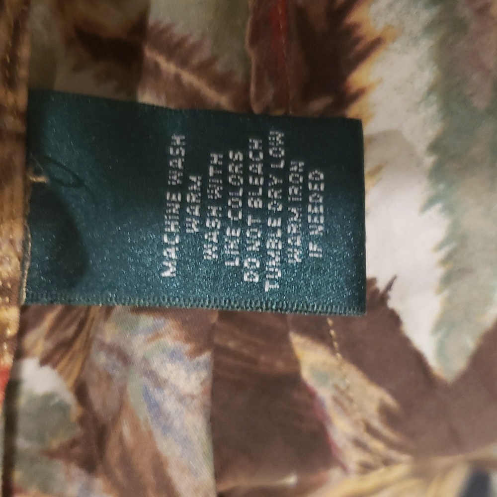 Lauren Ralph Lauren Peacock Feather Print Longsleeve Button Down Blouse Small - Picture 8 of 10